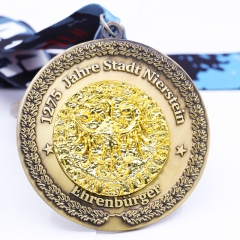 Custom Gold antique gold Portfolio pieces Award Medal