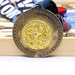 Custom Gold antique gold Portfolio pieces Award Medal