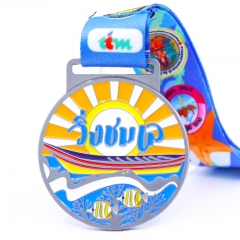 Thailand Funny Run Nickle Plating Medal With Ribbon
