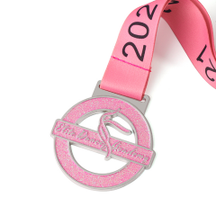 Custom Pink Glitter Metal Dance medal