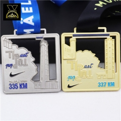 Manufacturer Design Custom Logo Zinc Alloy 3D Run Race Marathon Finisher Sports Medals With Ribbon Lanyard